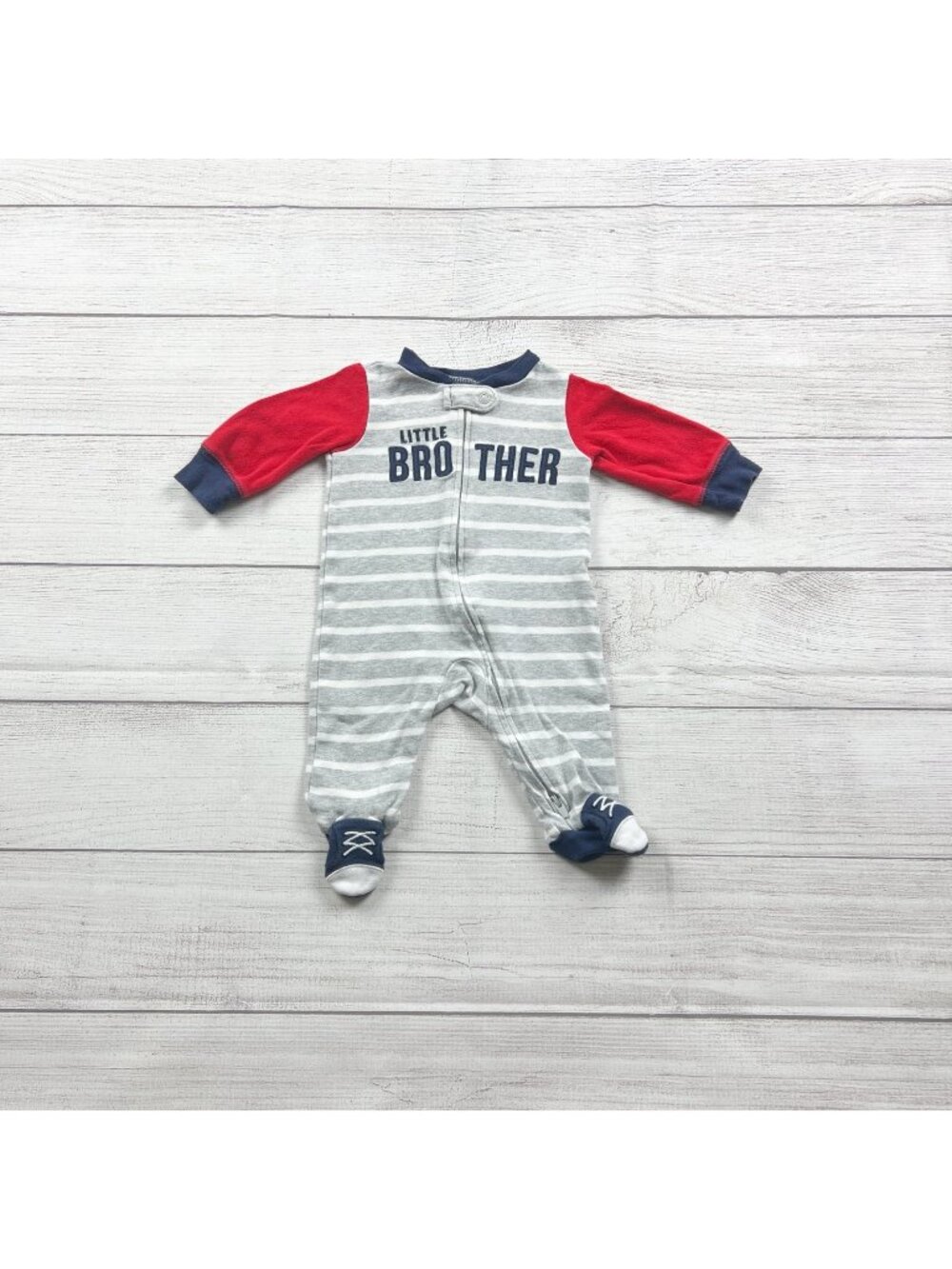 Carter's Baby Boy "Little Brother" Striped Pajama Footed Sleeper 0-3 Months